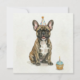Getigerter Französischer Bulldogge Geburtstagspart Karte