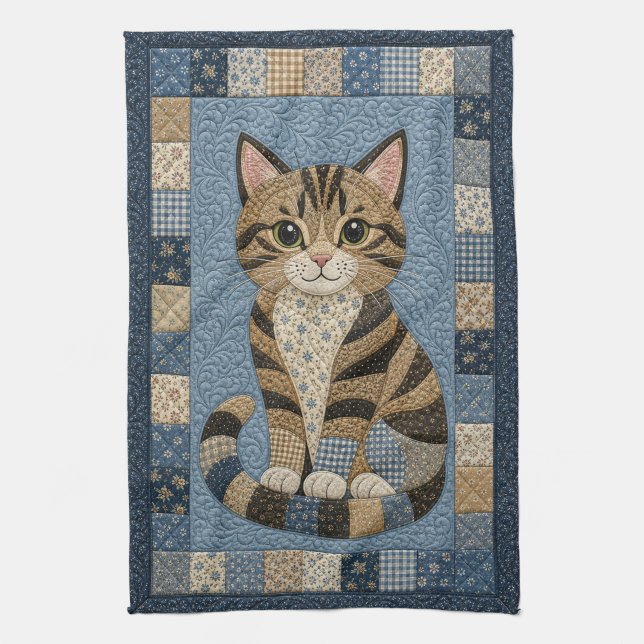 Getigerter Katzenquilt  Geschirrtuch (Vertikal)