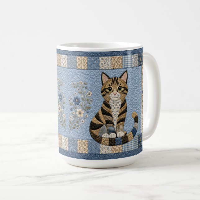 Getigerter Katzenquilt Kaffeetasse (VorderseiteRechts)