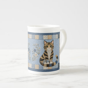 Getigerter Katzenquilt Prozellantasse