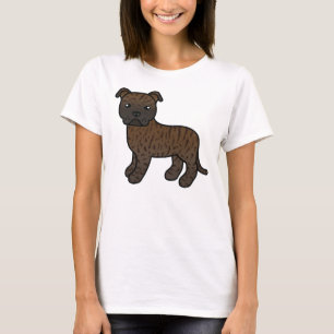 Getigerter Staffordshire Bull Terrier Cartoon-Hund T-Shirt