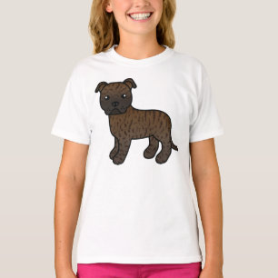 Getigerter Staffordshire Bull Terrier Cartoon-Hund T-Shirt