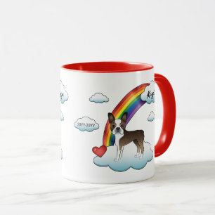 Getigerter und weißer Boston Terrier Regenbogen-De Tasse