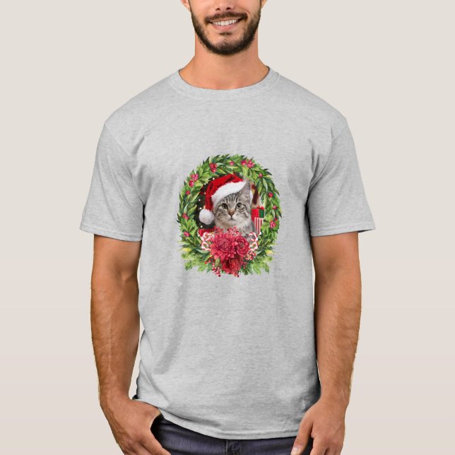 Getigerter Weihnachtskranz T-Shirt (Vorderseite)
