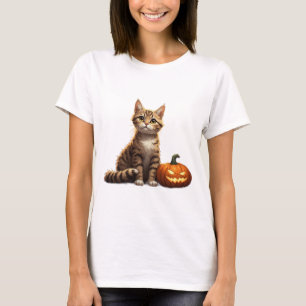 Getigertes Kätzchen Herbst Halloween Thema 🎃 T-Shirt