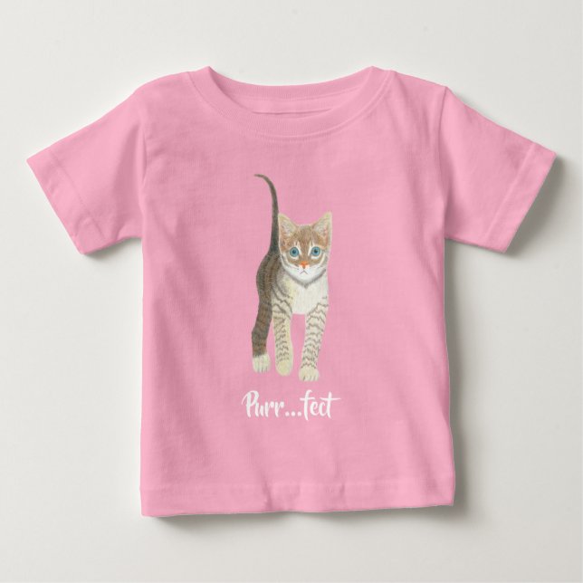 Getigertes Kätzchen Rosa Baby T-shirt (Vorderseite)