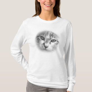 Getigertes Katzen-Gesicht Schwarz-Weiß T-Shirt