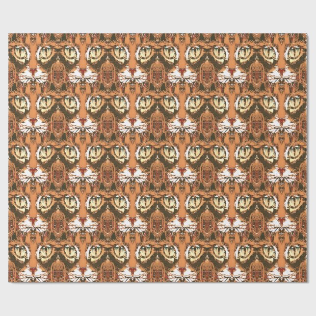 getigertes Katzen-Gesichtsmuster Geschenkpapier (Flach)