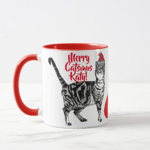 Getigertes Katzen-Weihnachts-Tasse 'Merry Catsmus Tasse