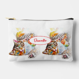 Getigertes Katzenbild - Süße Wasserfarbenmalerei f Zubehörtasche