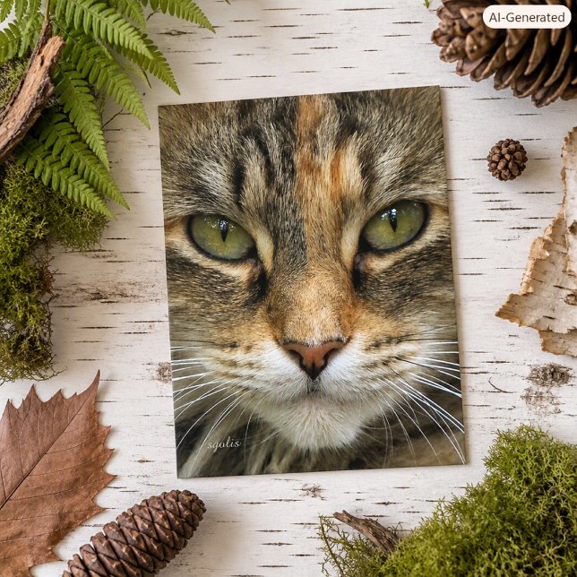 Getigertes Katzenporträt Postkarte (Von Creator hochgeladen)