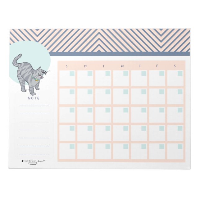 Getigterte Katze Offener Datums-Tischkalender Noti Notizblock (Vorderseite)