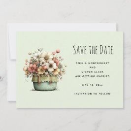 Getopfte Blumen gemütlicher Shabby-Chic-Stil Süß Save The Date