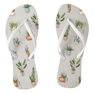 getopfte Pflanzen Wasserfarbenmuster Flip Flops