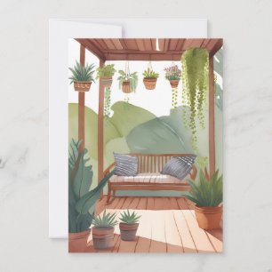 Getopfte Veranda   Aquarell botanische bemalte Kar
