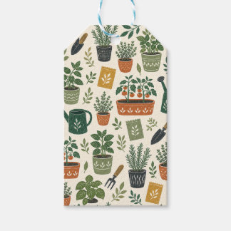 Getöpftes Kräuter- und Tomatengarten-Botanikmuster Geschenkanhänger