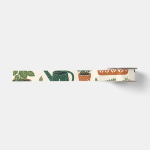 Getöpftes Kräuter- und Tomatengarten-Botanikmuster Satinband