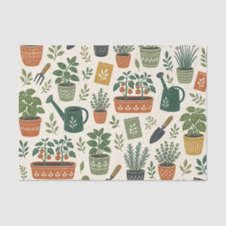 Getöpftes Kräuter- und Tomatengarten-Botanikmuster Seidenpapier