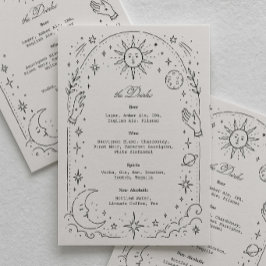 Getränk für die himmlische Hochzeit im Vintage-Sti Menükarte