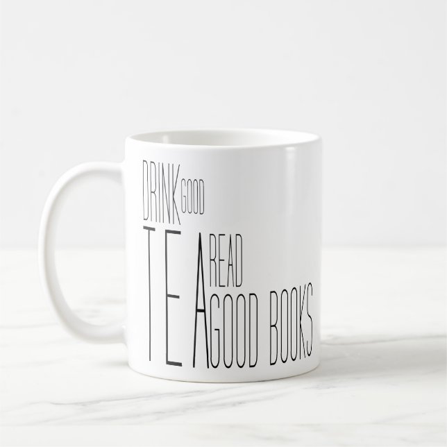 Getränk-guter Tee las gute Buch-inspirierend Kaffeetasse (Links)