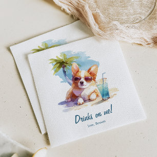 Getränke am Me Corgi Beach Wedding Napkins Serviette