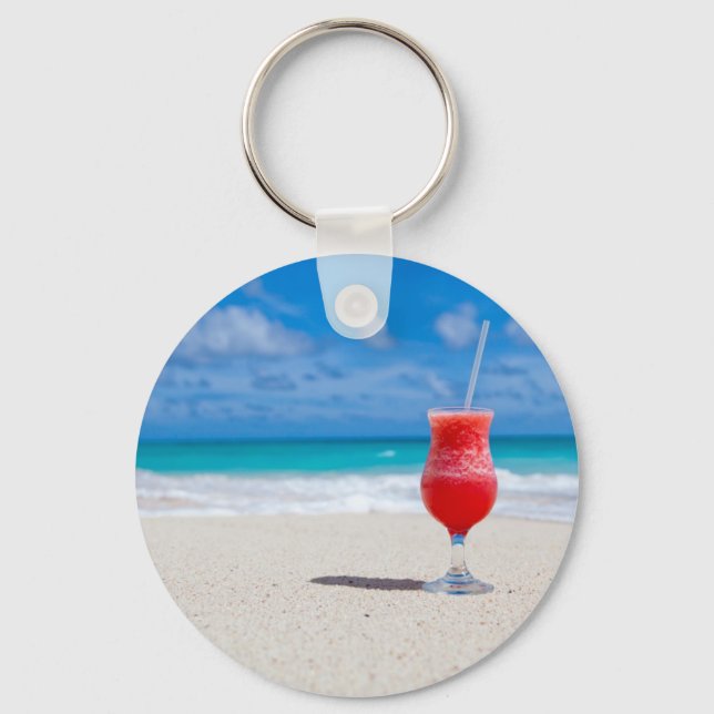 Getränke am Strand Schlüsselanhänger (Vorderseite)