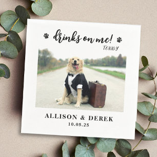 Getränke an mir Niedliche Dog-Foto-Hochzeit von Serviette
