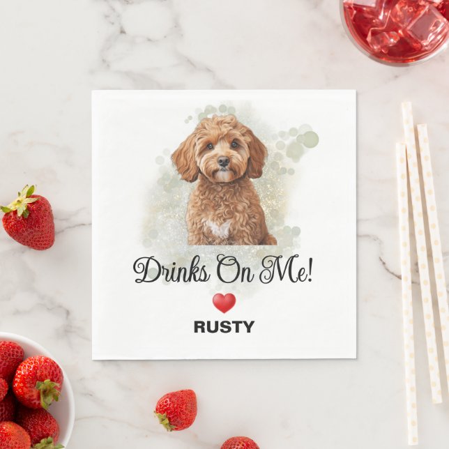 Getränke auf Me Cavapoo Hochzeit Serviette (Beispiel)