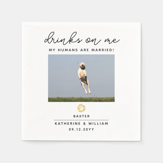 Getränke auf Me Pet Foto Wedding Napkin Serviette (Vorderseite)