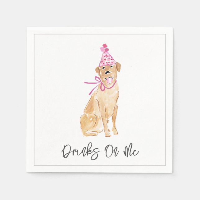 Getränke auf mir Golden Labrador Hunde Wasserfarbh Serviette (Vorderseite)