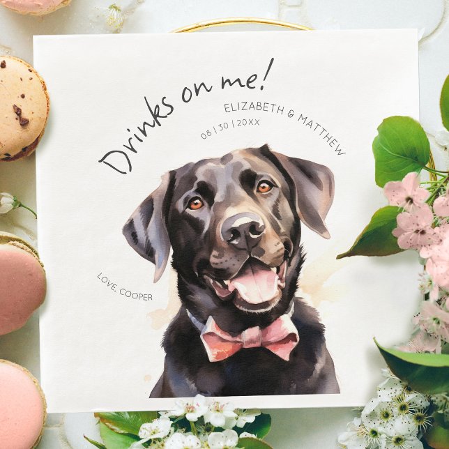 Getränke auf mir Labrador Wasserfarbenspass Dog Pe Serviette (Von Creator hochgeladen)
