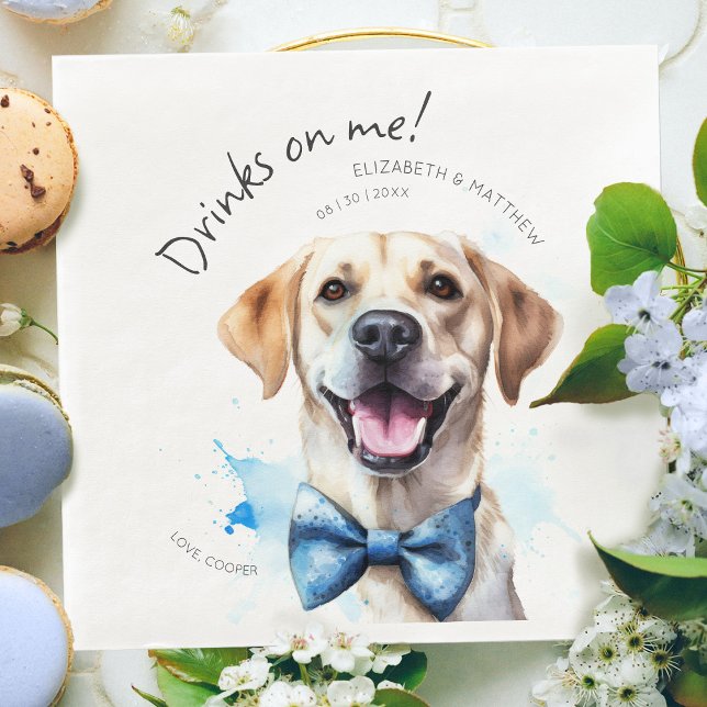 Getränke auf mir Labrador Wasserfarbenspass Dog Pe Serviette (Von Creator hochgeladen)