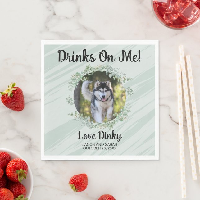 Getränke auf mir Napkins mit Ihrem Foto für Hausti Serviette (Beispiel)