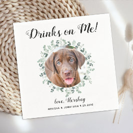 Getränke auf mir Open Bar Pet Foto Hochzeit Serviette