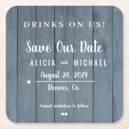 Getränke auf uns einfache rustikale Hochzeit speic Rechteckiger Pappuntersetzer