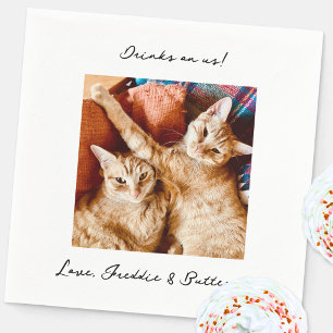 Getränke auf uns Hochzeit Haustier Foto Serviette