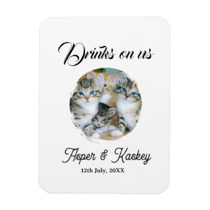 Getränke auf uns offene Bar Haustier-Foto Hochzeit Magnet