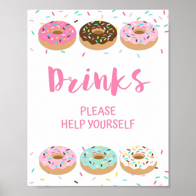 Getränke bitte Hilfe für sich selbst Pink Donut Du Poster (Vorne)