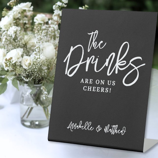 Getränke Frei Bar Schild (Black Drinks On Us Open Bar Sign)