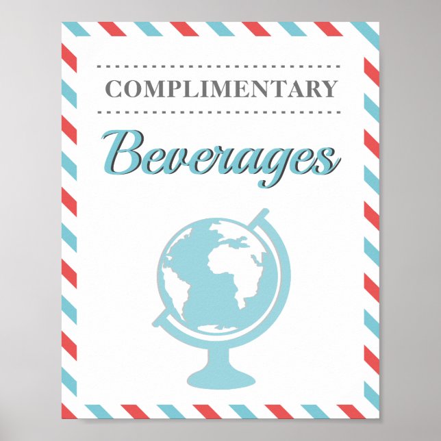 Getränke Getränke Red Blue Travel Airline Poster (Vorne)