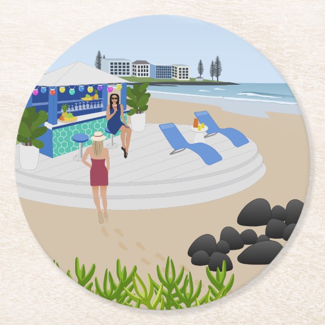 Getränke im Beach Bar Runder Pappuntersetzer (Vorderseite)