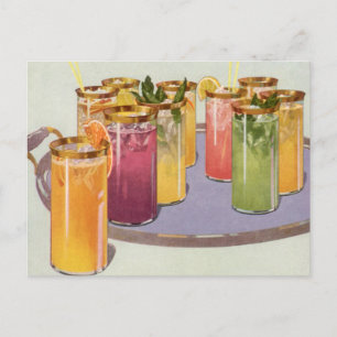 Getränke im Vintage-Stil, Drinks mit Eiswürfeln au Postkarte