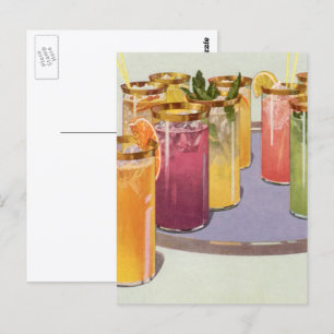 Getränke im Vintage-Stil, Getränke mit Eiswürfeln Postkarte