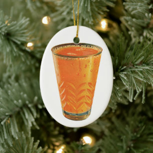 Getränke im Vintage-Stil, Glas Orangensaft Frühstü Keramik Ornament