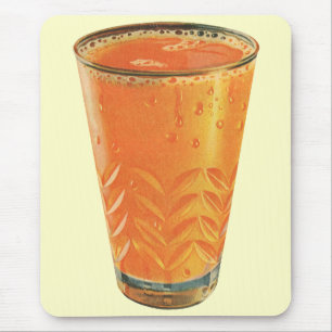 Getränke im Vintage-Stil, Glas Orangensaft Frühstü Mousepad