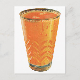 Getränke im Vintage-Stil, Glas Orangensaft Frühstü Postkarte