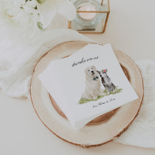 Getränke in uns   Niedliche Hochzeit von Haustiere Serviette