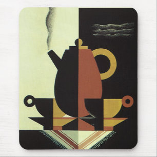 Getränke Kaffee-Kanne mit Tassen im Vintage-Stil Mousepad