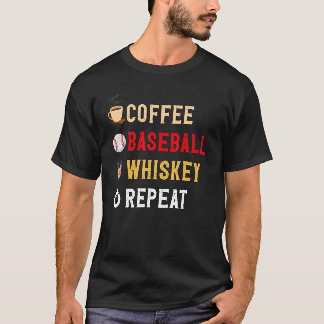 Getränke Lover Funny Coffee, Baseball, Whiskey Rep T-Shirt (Vorderseite)
