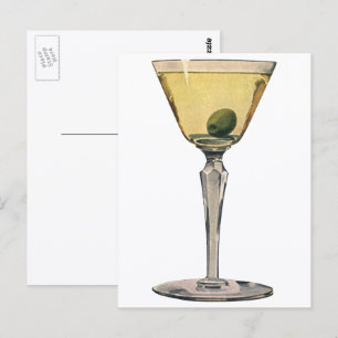 Getränke, Martini Olive Cocktail Postkarte